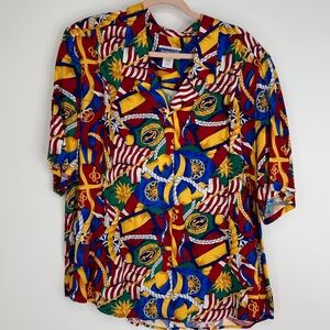 Vintage Pendleton Plus Size 20W Womens Captain Nautical Flag Button Up Shirt